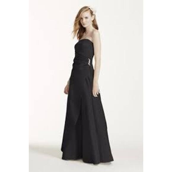 David's Bridal 8567 Satin Formal Dress Black Size 6 NWT - Picture 1 of 6
